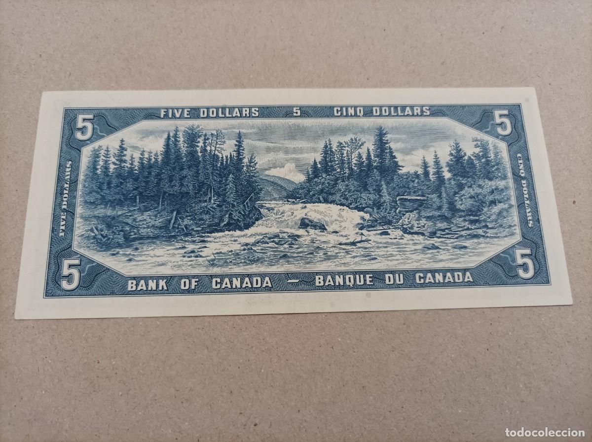 Billetes extranjeros: Billete de Canad&aacute; de 5 D&oacute;lares, a&ntilde;o 1954, UNC - Foto 2