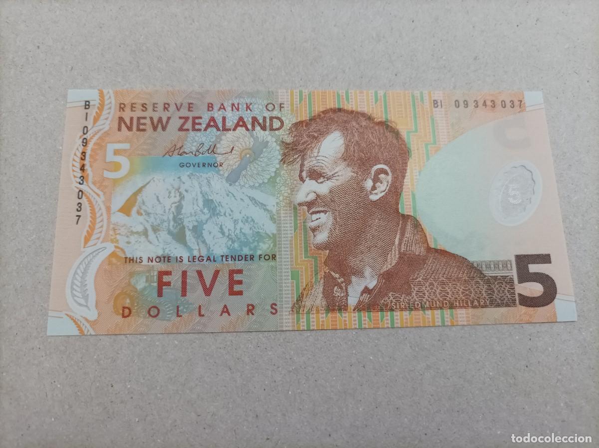 Billetes extranjeros: Billete de Nueva Zelanda de 5 d&oacute;lares, UNC - Foto 2