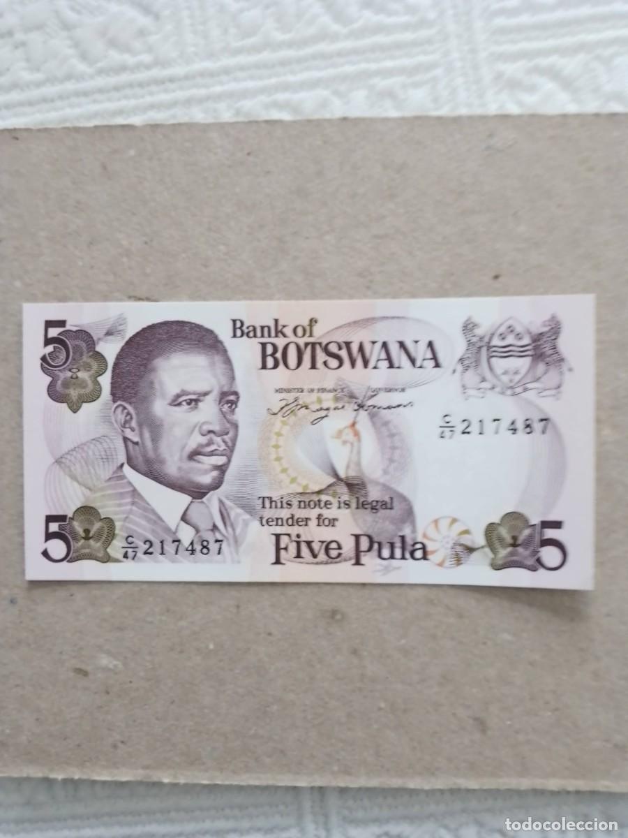 Billetes extranjeros: Billete de Botswana de 5 pula, a&ntilde;o 1992, UNC - Foto 1