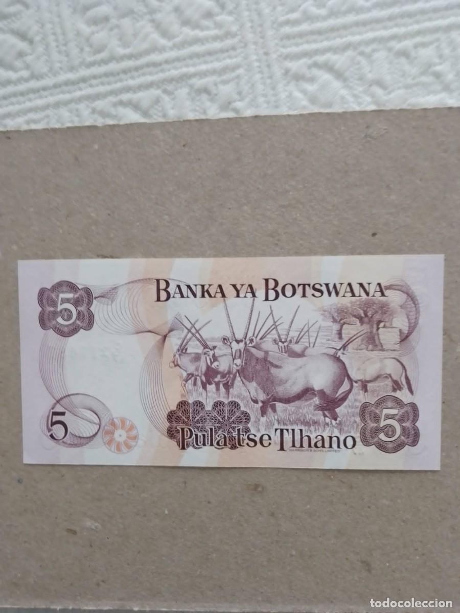 Billetes extranjeros: Billete de Botswana de 5 pula, a&ntilde;o 1992, UNC - Foto 2