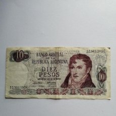 Billetes extranjeros: BILLETE 10 PESOS BANCO CENTRAL REPÚBLICA ARGENTINA