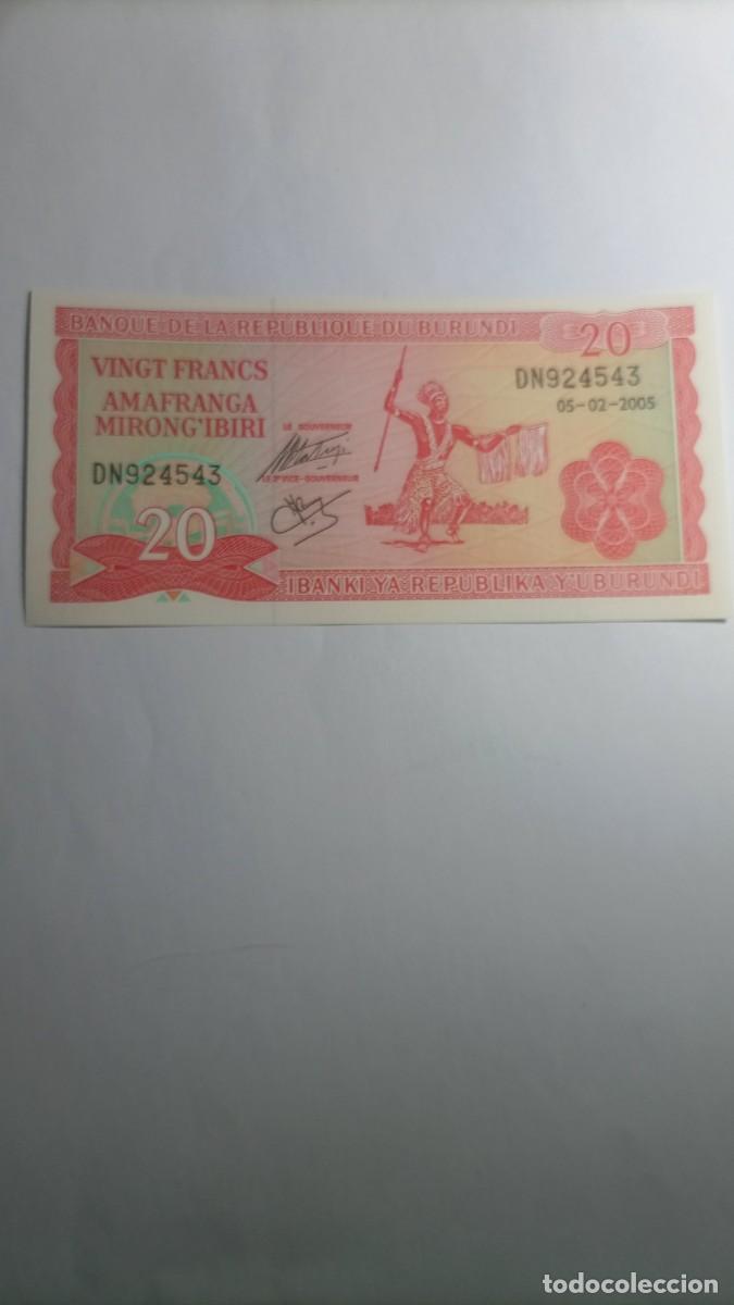 Billetes extranjeros: BURUNDI - 20 FRANCS 2005 - P27 - Foto 1