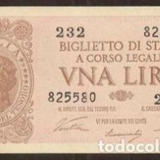 Billetes extranjeros: ITALIA. II G.M. 1 LIRA 23.11.1944. PICK 29. VER FIRMAS. Lote 389237864
