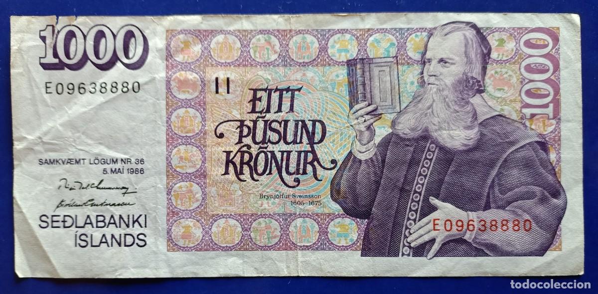 Billetes extranjeros: ISLANDIA 1000 KRONUR DE 1986 - Foto 1