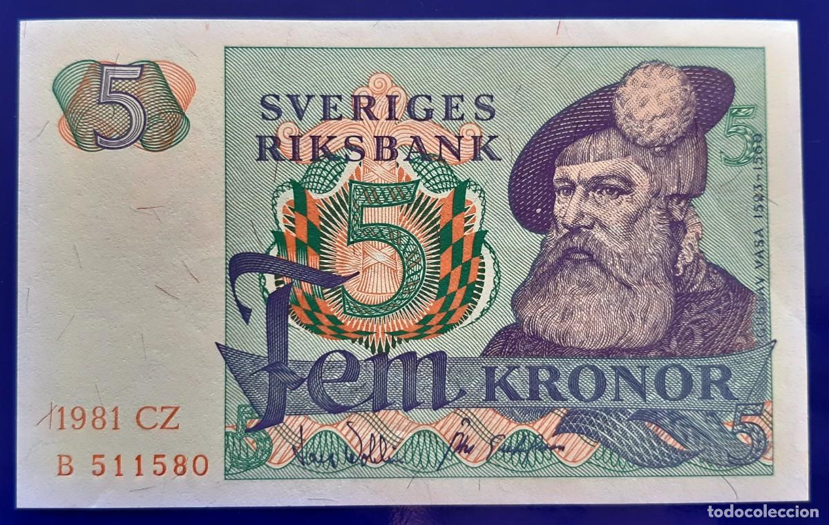 Billetes extranjeros: SUECIA 5 KRONOR DE 1981 P-51d S/C - Foto 1