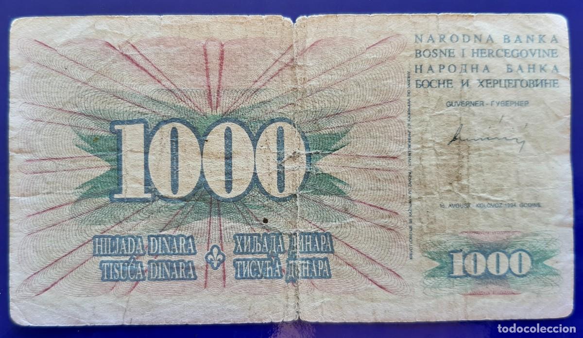 Billetes extranjeros: BOSNIA HERZEGOVINA 1000 DINARA DE 1994 P-46