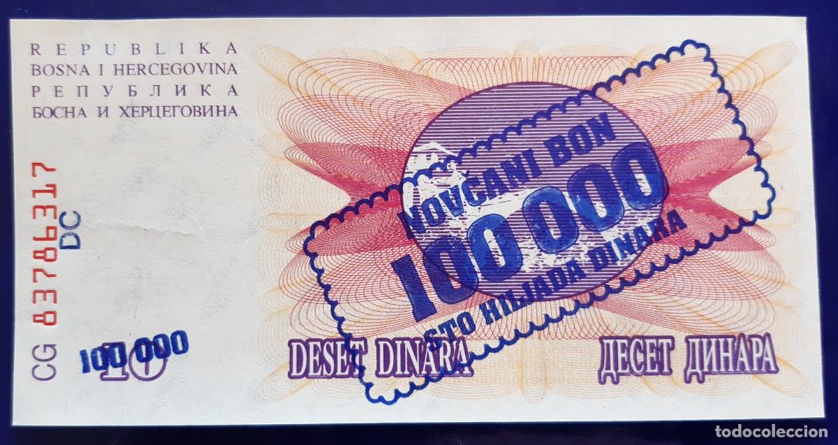 Billetes extranjeros: BOSNIA HERZEGOVINA 100000 DINARA DE 1993 P-34b