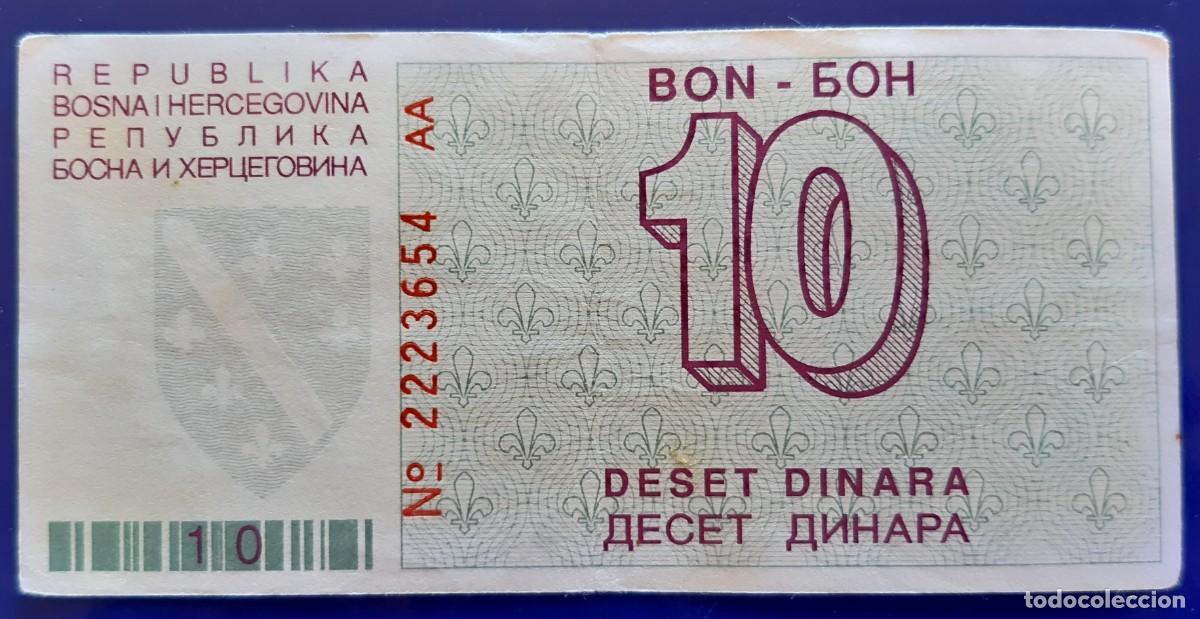 Billetes extranjeros: BOSNIA HERZEGOVINA 10 DINARA DE 1992 P-21