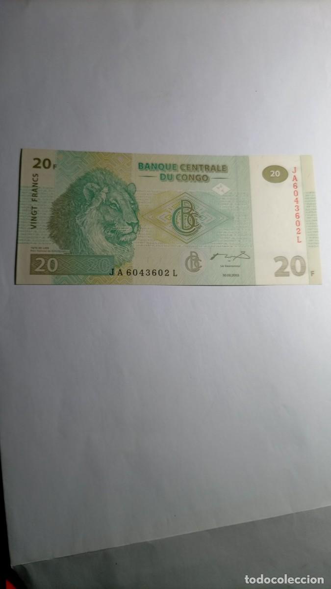 Billetes extranjeros: CONGO - 20 FRANCS 2003 - P94 - Foto 1