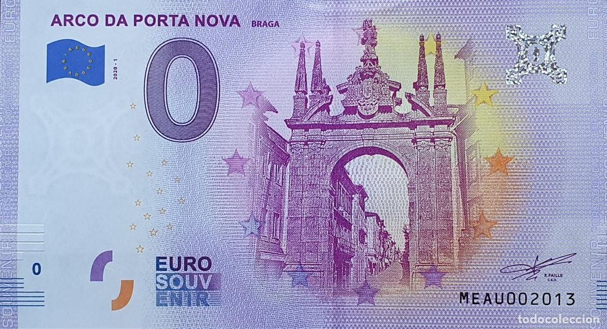 Internationale Banknoten: BILLETE 0 Euro Souvenir 0 &euro; PORTUGAL: MEAU 2020-1 ARCO DA PORTA NOVA - BRAGA