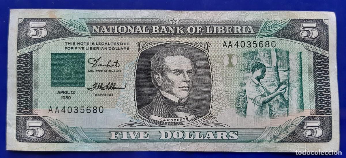 Billetes extranjeros: LIBERIA 5 DOLLARS DE 1989 P-19 - Foto 1