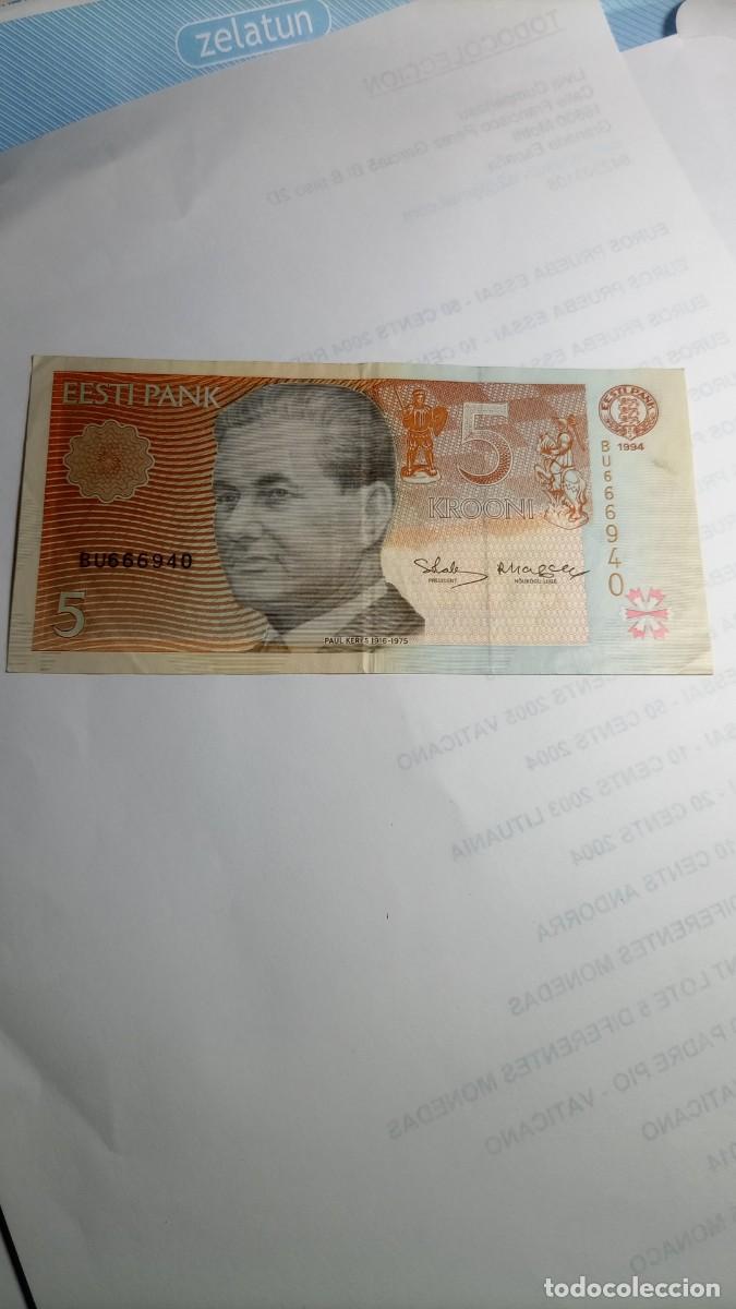 Billetes extranjeros: ESTONIA - 5 KROONI 1994 - P71 - Foto 1