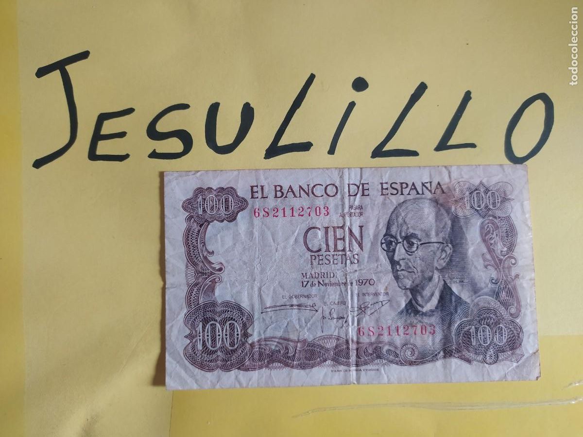 Billetes extranjeros: BILLETE ESPA&Ntilde;A CIEN PESETAS - Foto 1