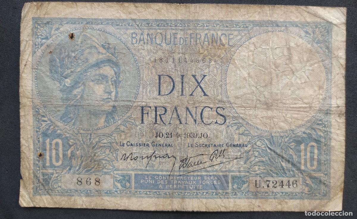 Billetes extranjeros: Francia 10 francos 1939 pick 84 (BC) - Foto 1