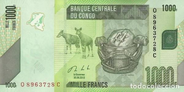 Billetes extranjeros: CONGO 1000 FRANCS 2013 P 101b UNC SC NUEVO - Foto 1