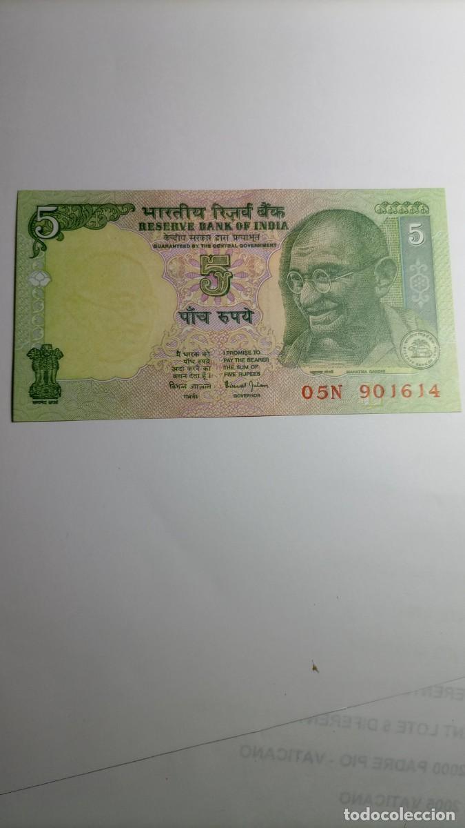 Billetes extranjeros: INDIA - 5 RUPIA ND (2008) - P88A - Foto 1