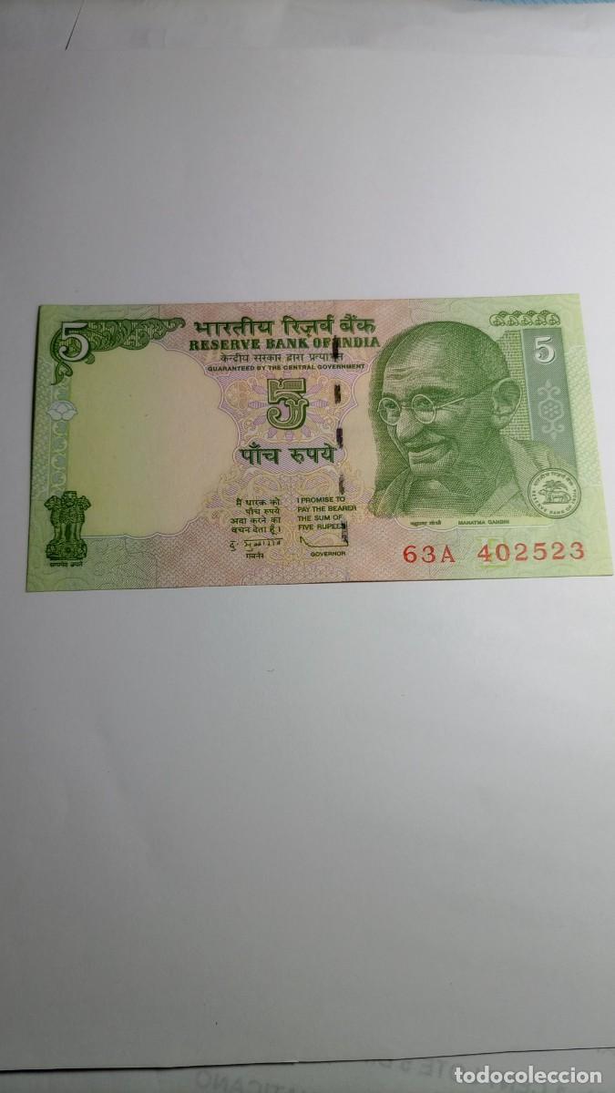 Billetes extranjeros: INDIA - 5 RUPIA 2009 - P94A - Foto 1