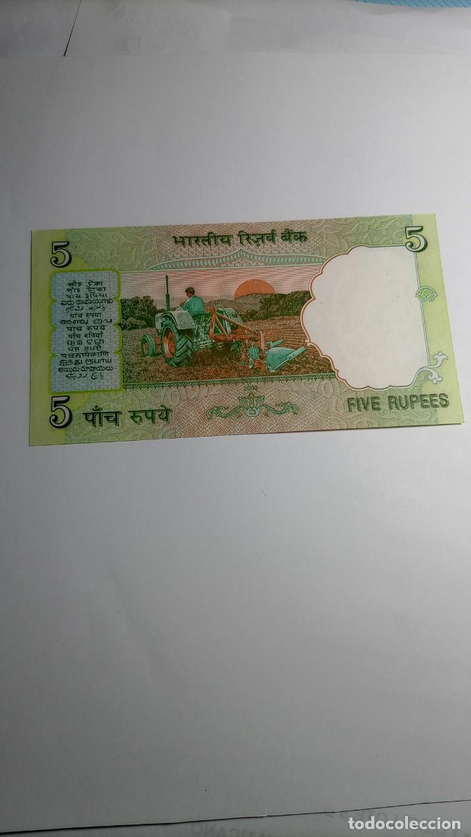 Billetes extranjeros: INDIA - 5 RUPIA 2009 - P94A - Foto 2