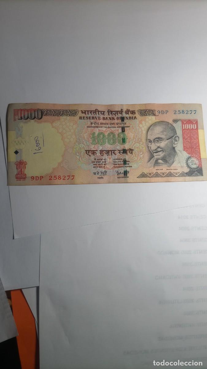 Billetes extranjeros: INDIA - 1000 RUPIA 2008 - P100 - Foto 1