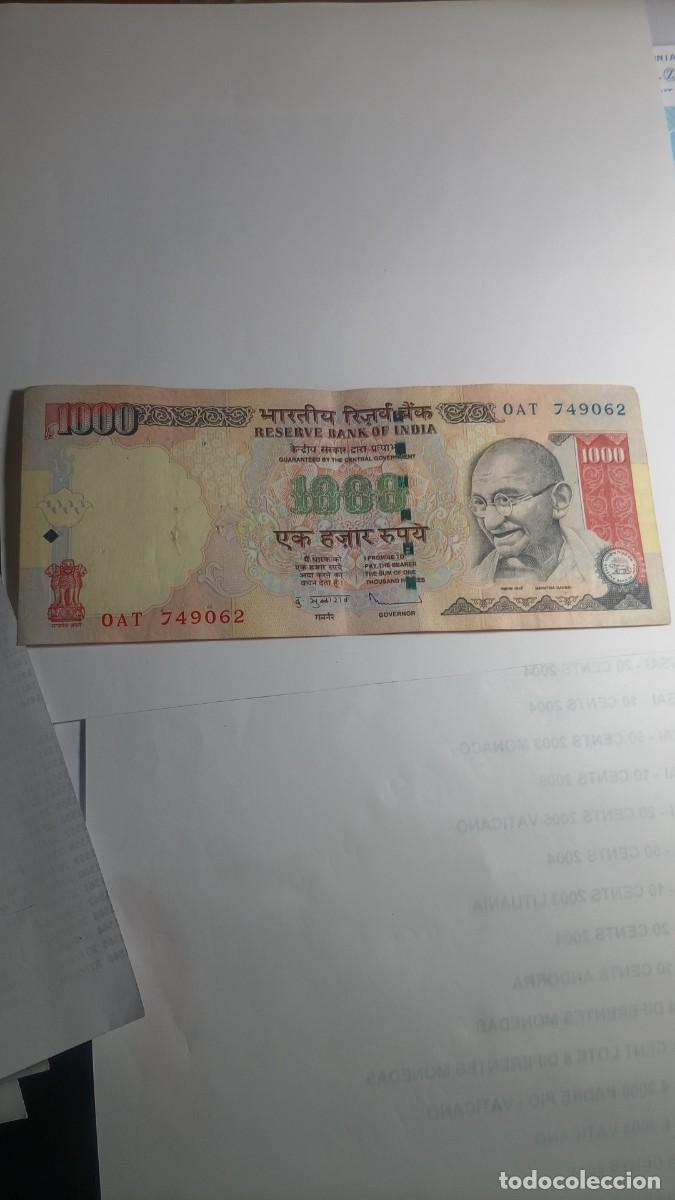 Billetes extranjeros: INDIA - 1000 RUPIA 2009 - P100 - Foto 1