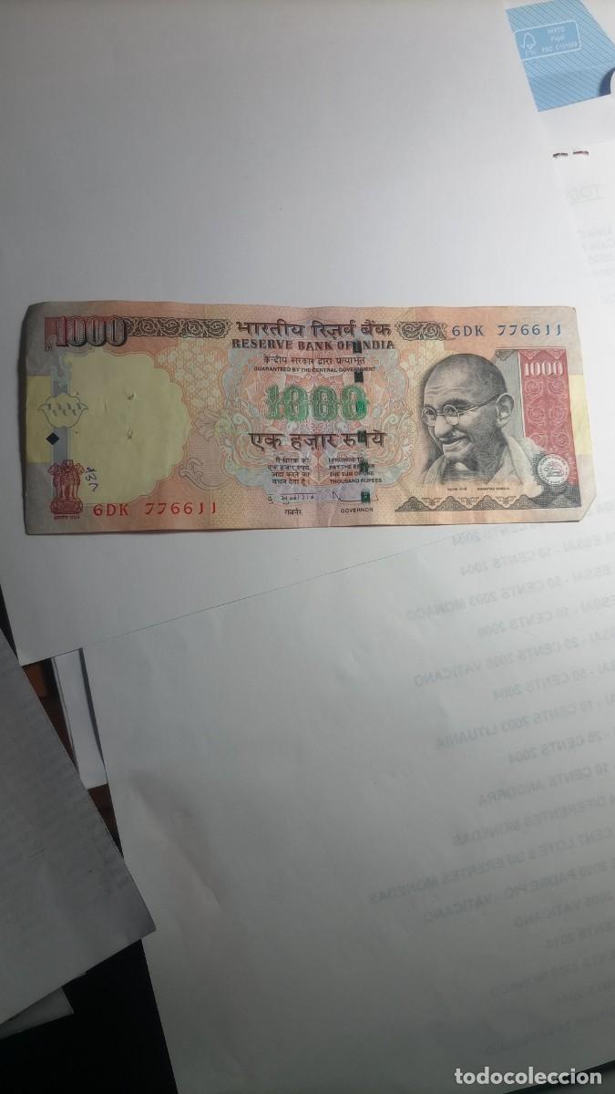 Billetes extranjeros: INDIA - 1000 RUPIA 2011 - P100 - Foto 1