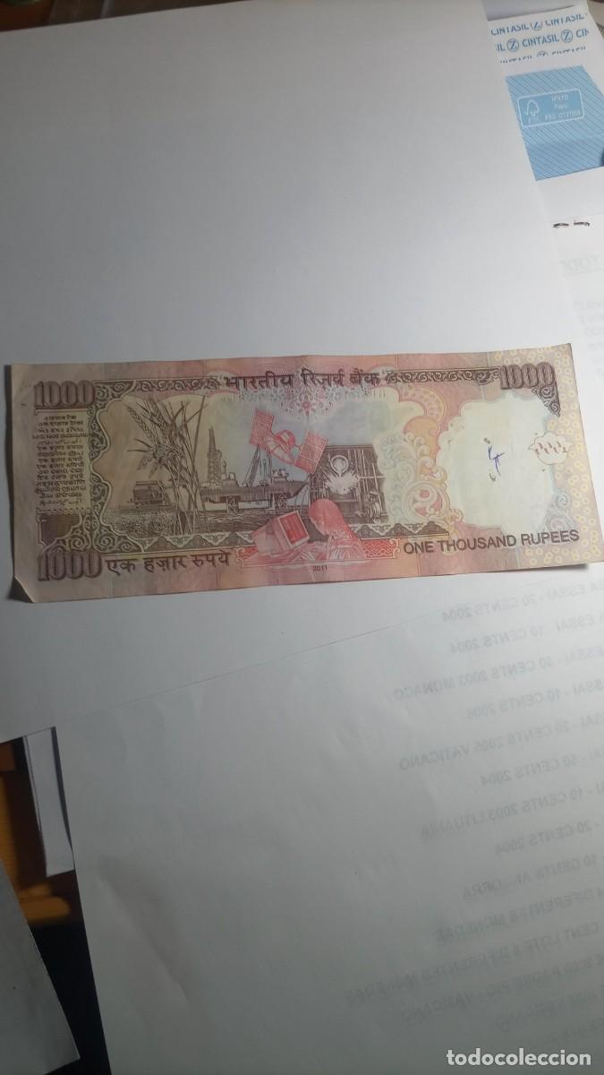 Billetes extranjeros: INDIA - 1000 RUPIA 2011 - P100 - Foto 2