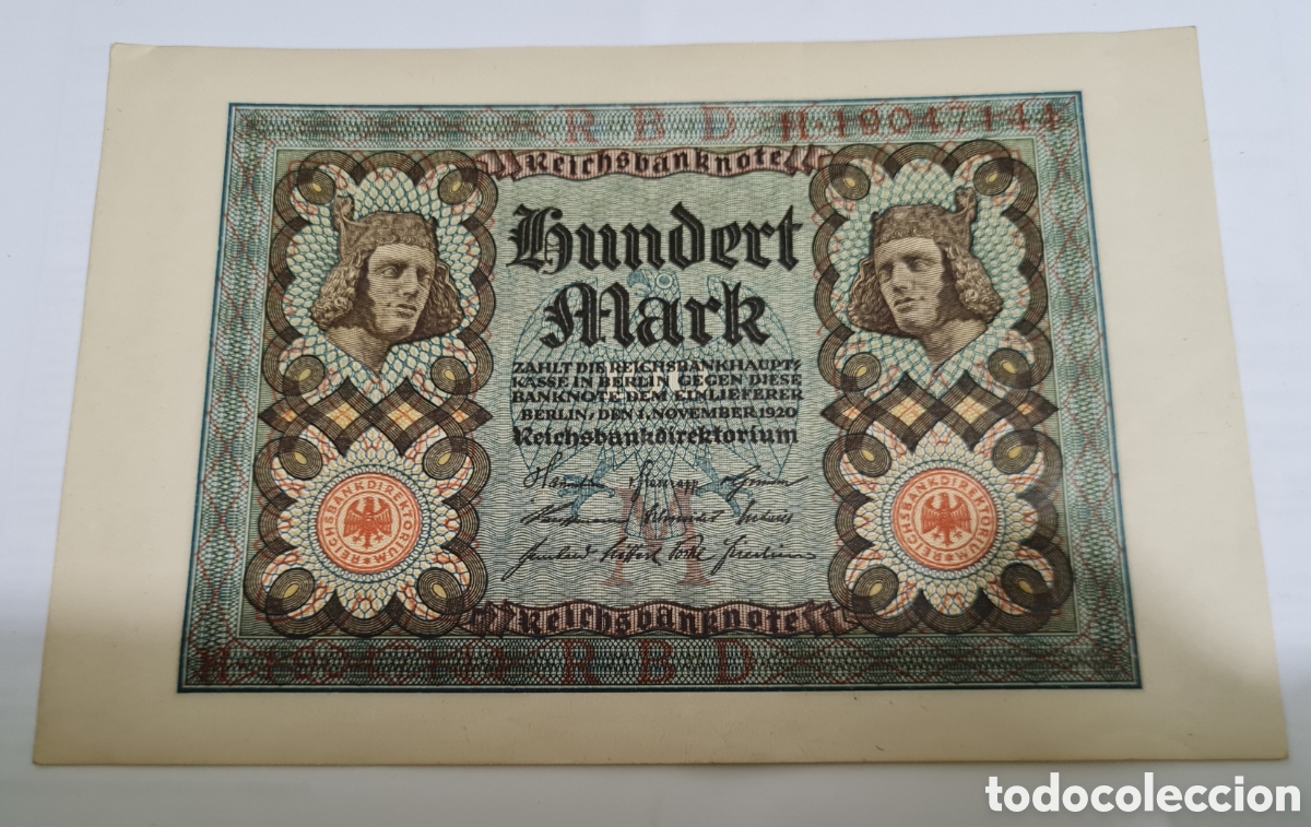 Billetes extranjeros: Billete Alemania,1.920, 100 Mark, UNC - Foto 1