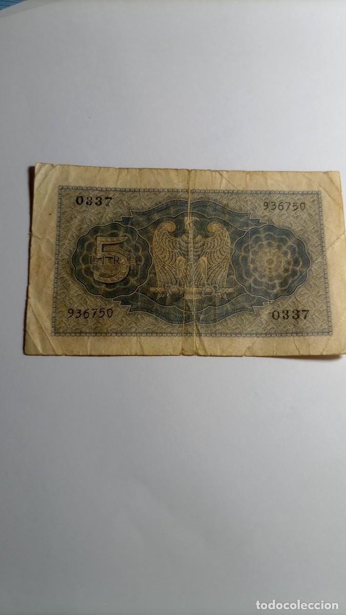 Billetes extranjeros: ITALIA - 5 LIRAS 1944 - P28 - Foto 2