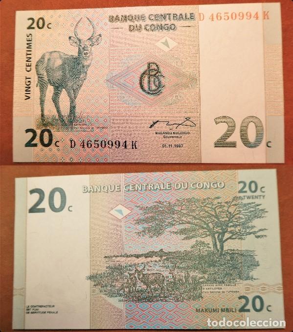 Billetes extranjeros: BILLETE DE CONGO 20 CENTIMOS 1997 SC - Foto 1
