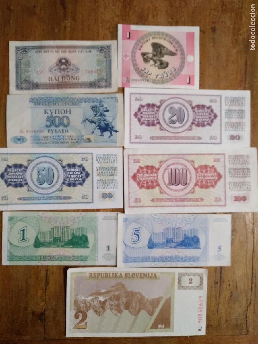 Billetes extranjeros: Lote 9 Billetes-Rusia/Vietnam/Yugoslavia/Eslovenia-Pa&iacute;ses Comunistas-Usados-