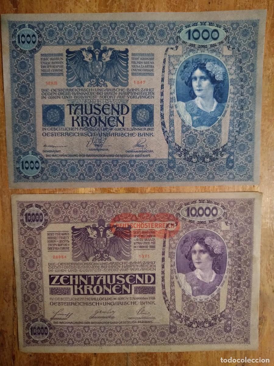 International Banknotes: Lote 2 Billetes Alemanes-A&ntilde;os 1902 y 1918 De 1000 y 10000-