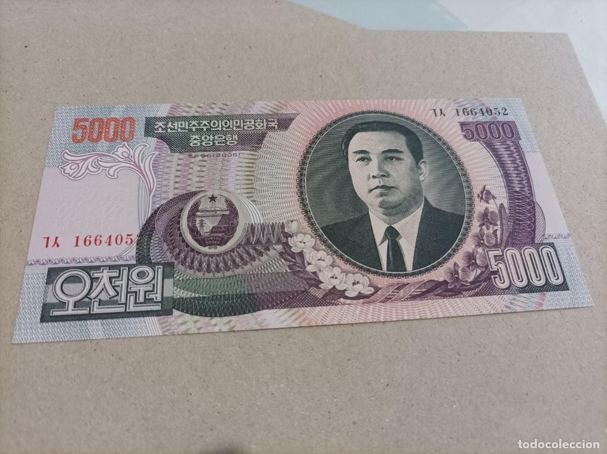 Billetes extranjeros: Billete de Corea del norte de 5000 won, a&ntilde;o 2006, Uncirculated - Foto 1