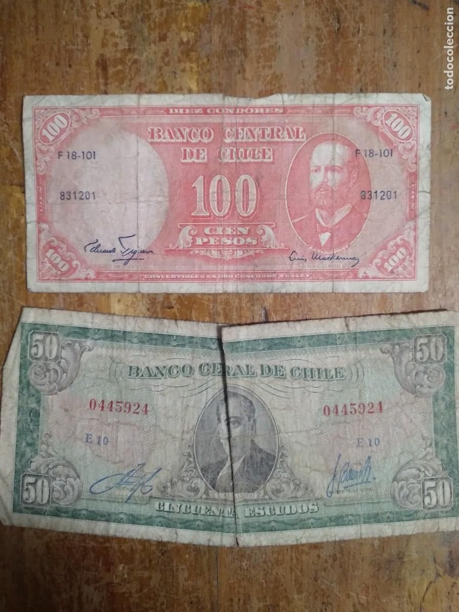 Billetes extranjeros: 2 Antiguos Billetes Chile- - Foto 1