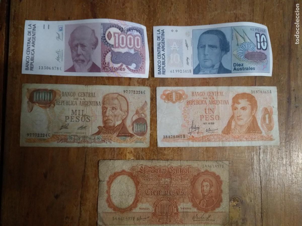 Billetes extranjeros: 5 Billetes Argentina- - Foto 1