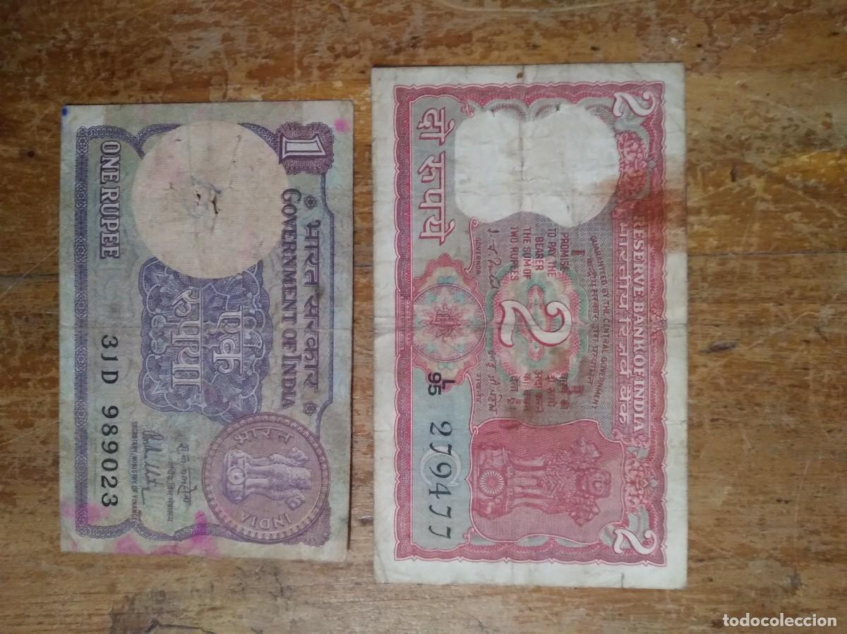 Billetes extranjeros: 2 Antiguos Billetes India-