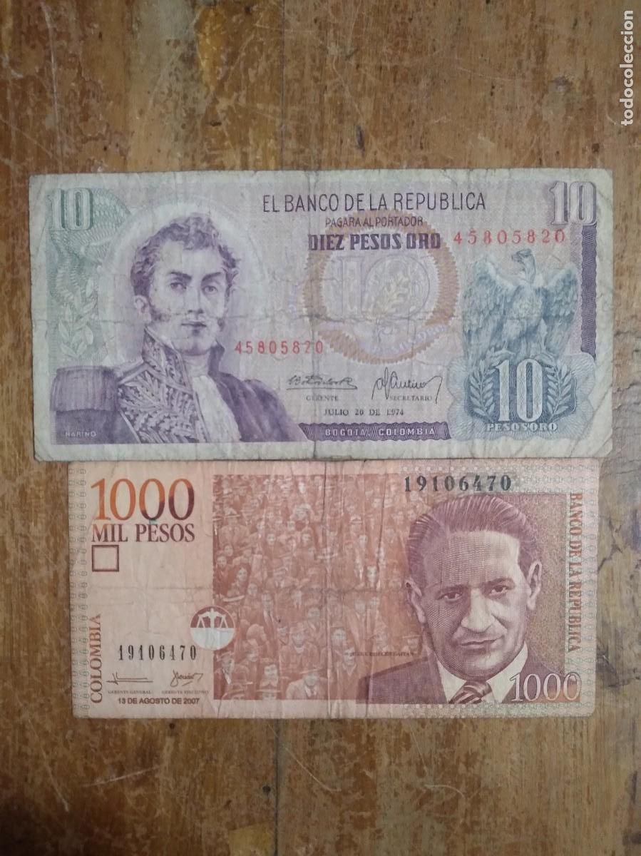 Billetes extranjeros: 2 Antiguos Billetes Colombia-
