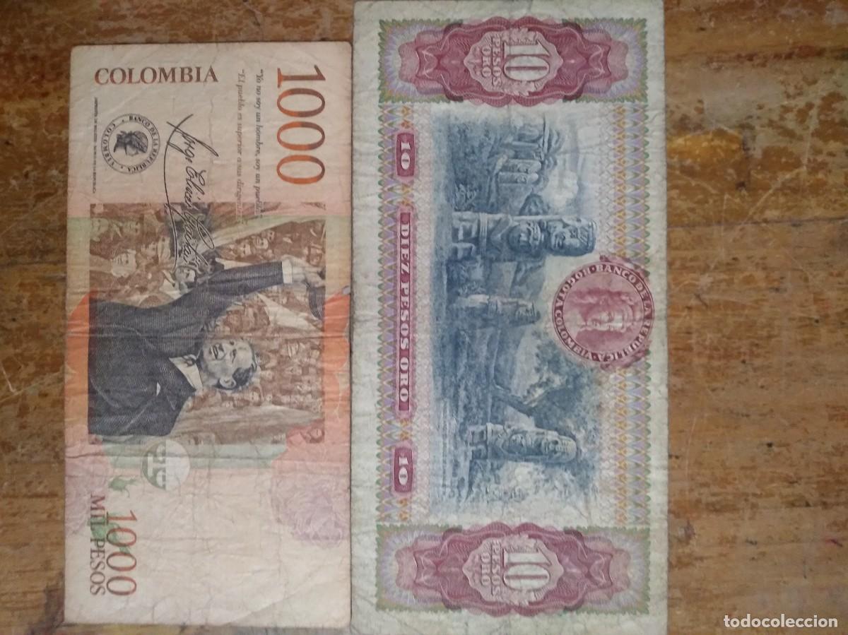 Billetes extranjeros: 2 Antiguos Billetes Colombia- - Foto 2
