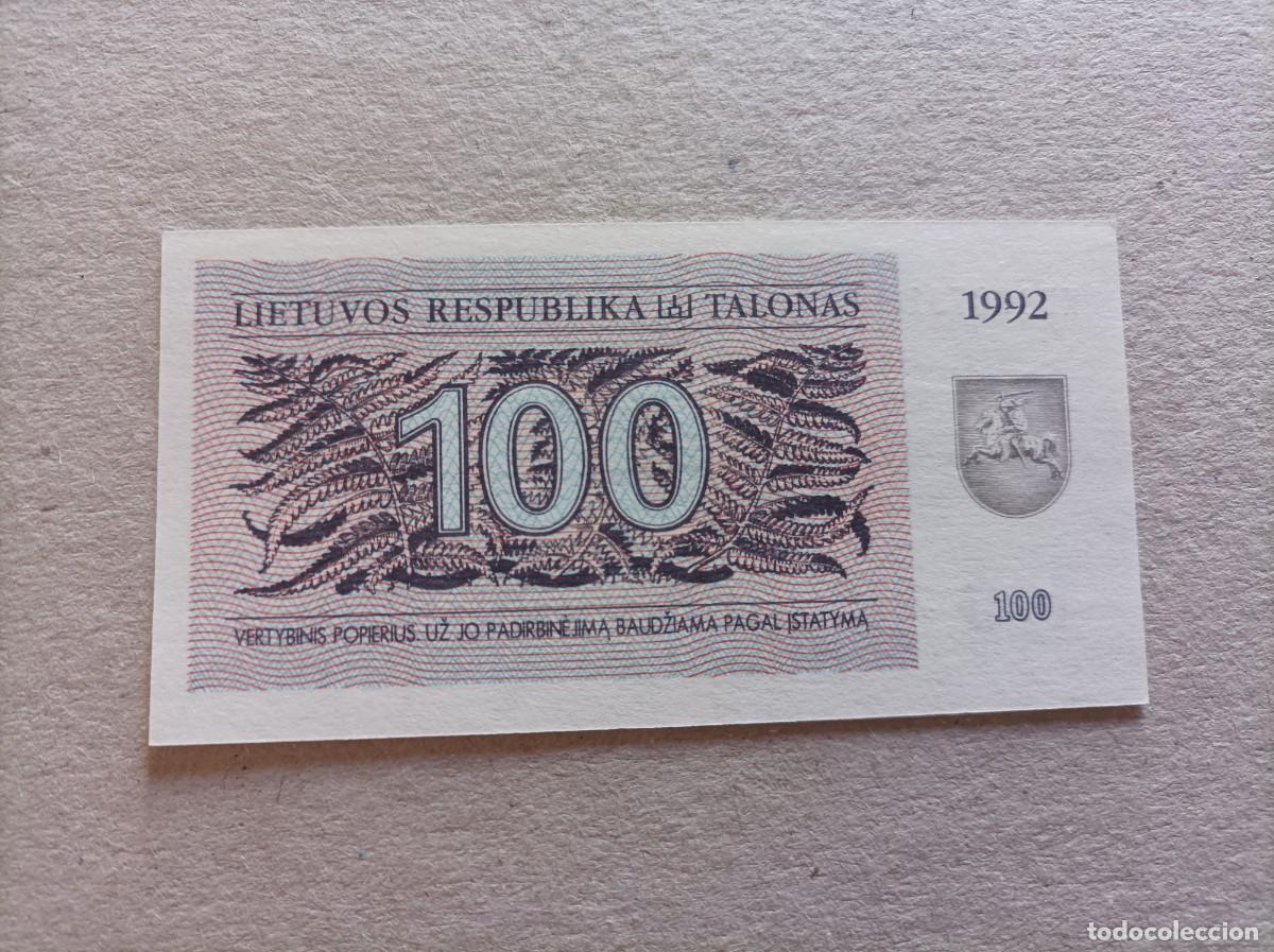 Billetes extranjeros: Billete de Lituania de 100 talonas, a&ntilde;o 1992, UNC - Foto 1