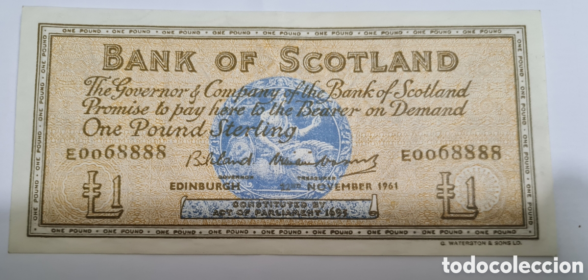Billetes extranjeros: Billete Escocia,1.961, 1 Pound,UNC. - Foto 1