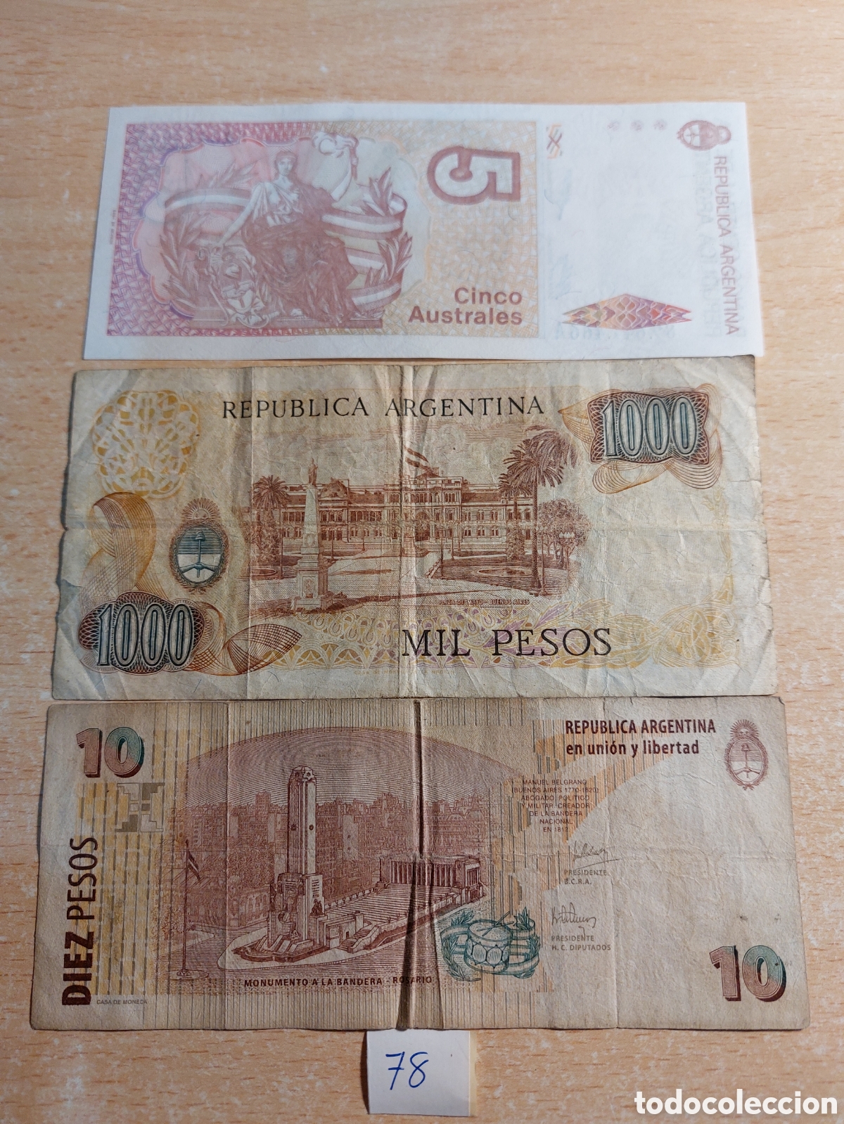 Billetes extranjeros: Lote de tres billetes de Argentina - Foto 2