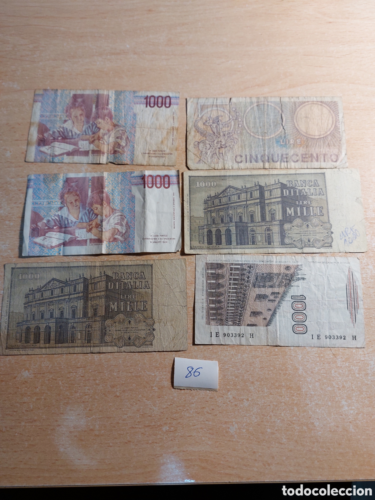 Billetes extranjeros: Lote de seis billetes de Italia - Foto 2