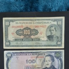 Billetes extranjeros: COLOMBIA 4 BILLETES DE 100 PESOS 1964..1973..1980..1991 USADOS