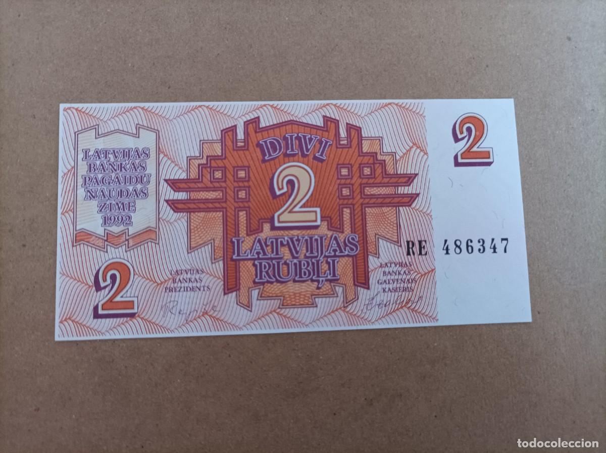 Billetes extranjeros: Billete de Letonia de 2 rublos, a&ntilde;o 1992, UNC - Foto 1