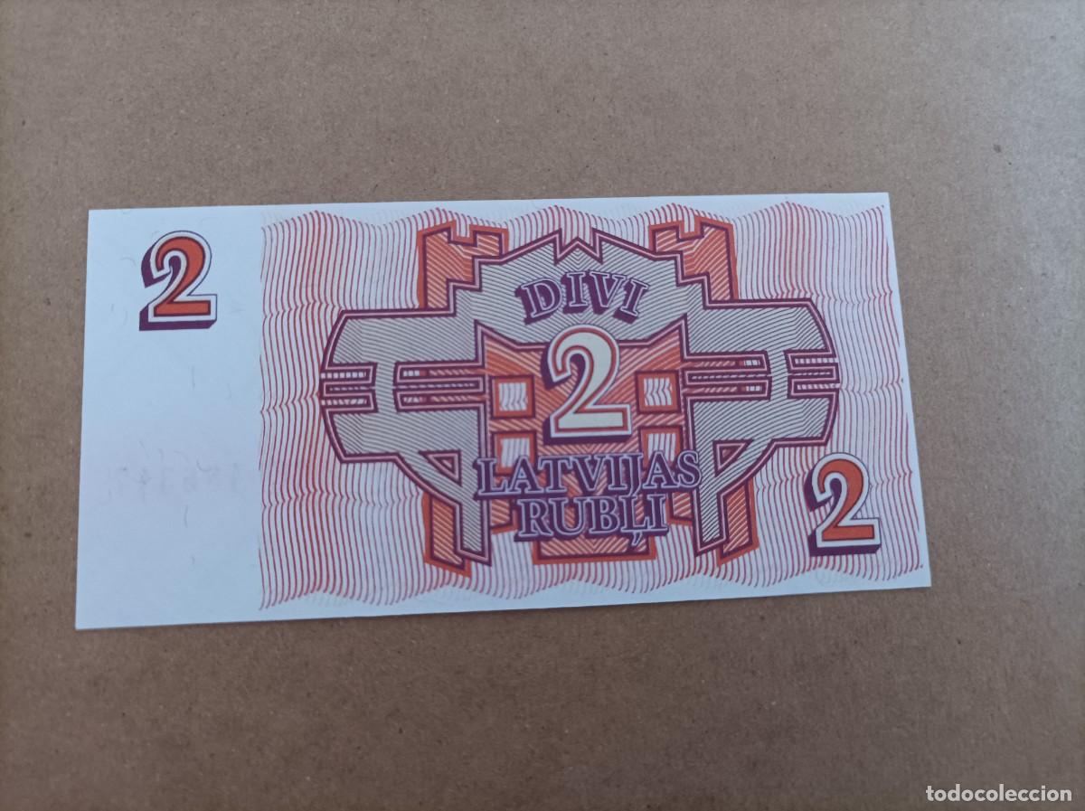 Billetes extranjeros: Billete de Letonia de 2 rublos, a&ntilde;o 1992, UNC - Foto 2