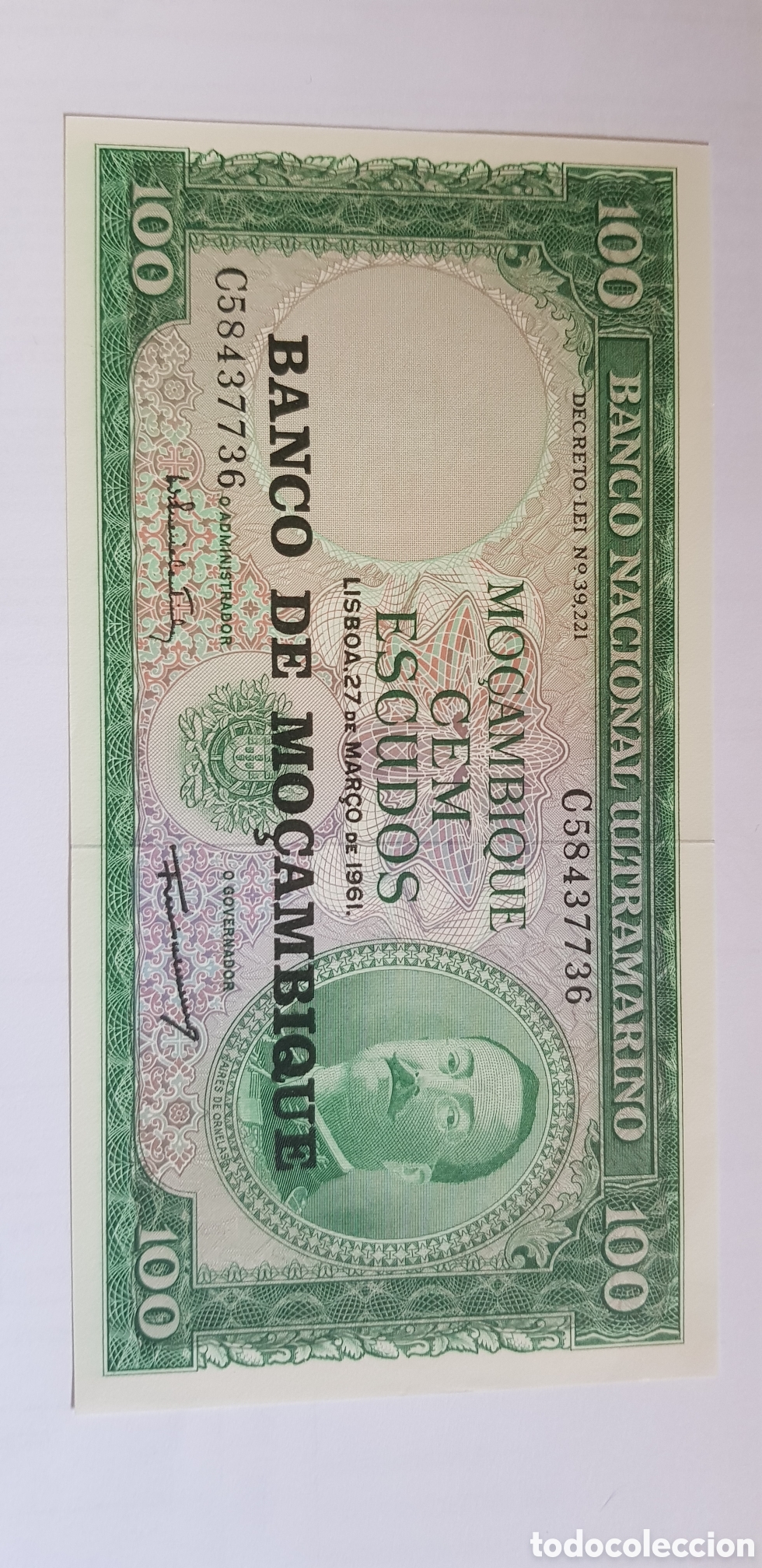 100 escudos 1961 banco de mozambique - Compra venta en todocoleccion