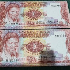 Billetes extranjeros: BILLETES 1 LILANGENI SWAZILANDIA CORRELATIVOS SIN CIRCULAR. Lote 399782659