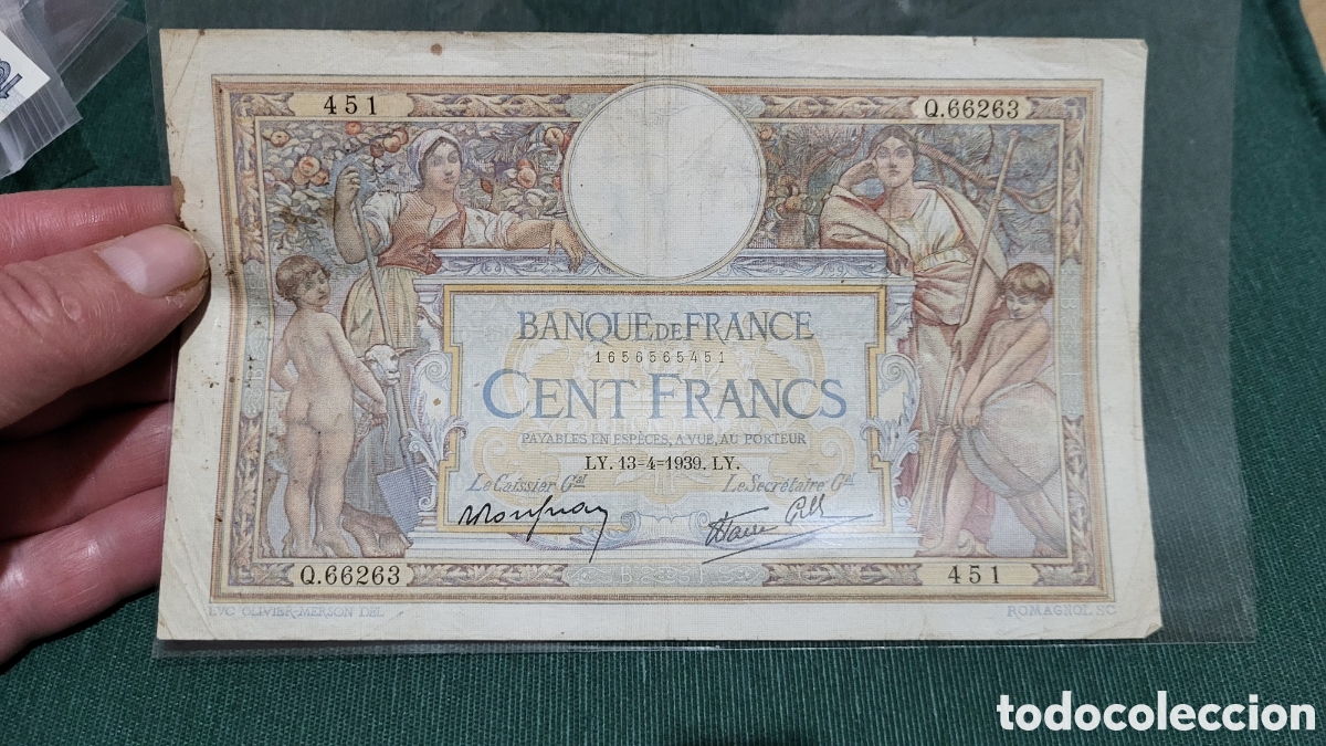Billetes extranjeros: Billete 100 francs 1939 Francia - Foto 1