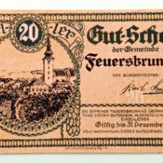 Billetes extranjeros: BILLETE/NOTGELD DE 20 HELLER (31/12/1920) DE LA CIUDAD DE FEUERSBRUNN (AUSTRIA)