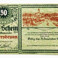 Billetes extranjeros: BILLETE/NOTGELD DE 50 HELLER (31/12/1920) DE LA CIUDAD DE FEUERSBRUNN (AUSTRIA)