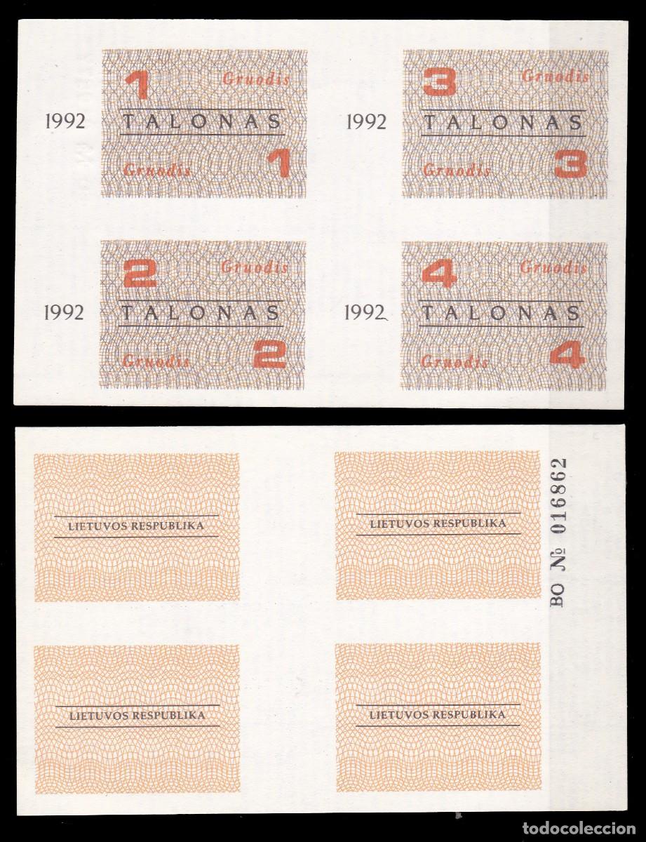 Billetes extranjeros: LITUANIA - 10 TALONAS DE 1992- SIN CIRCULAR - Foto 1